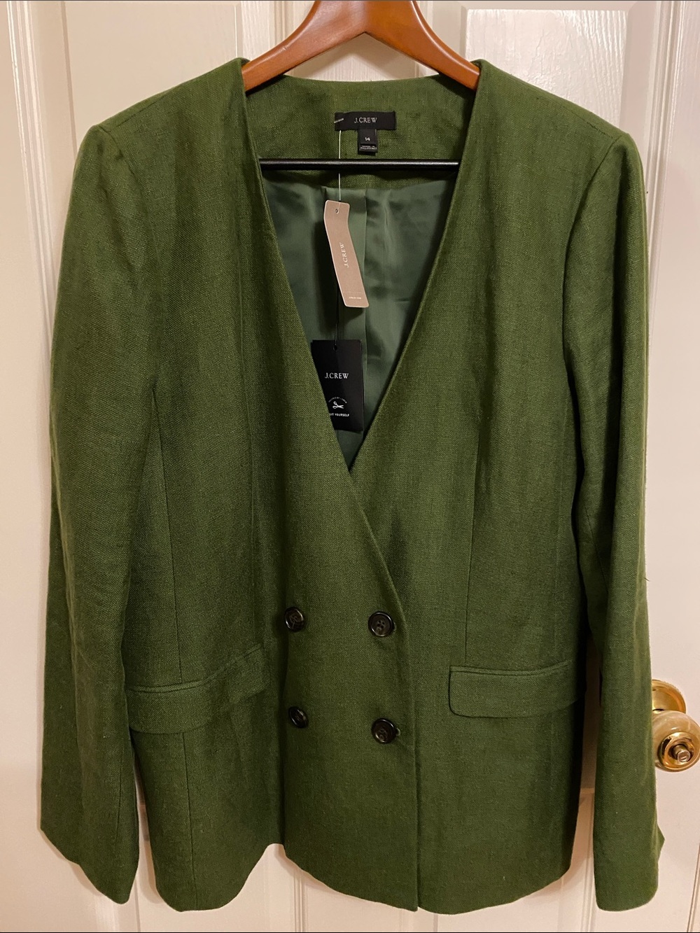 J. Crew Double-Breasted Olive Green Blazer